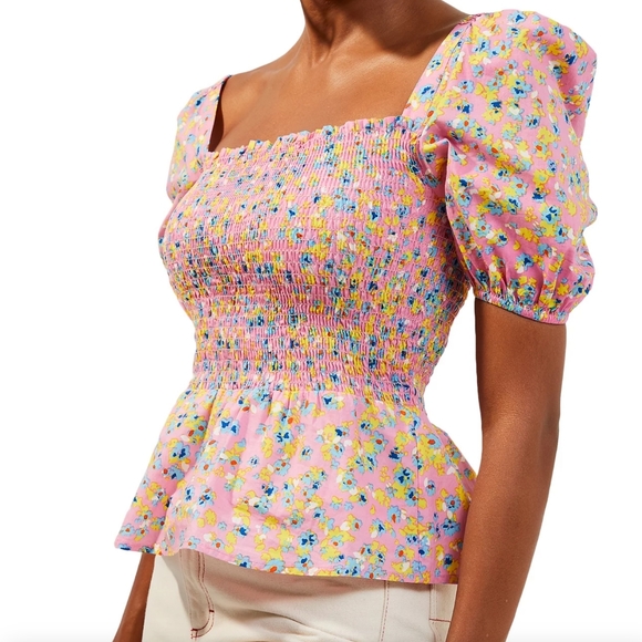 French Connection Floral Peplum Pink NWT Size UK 10 US 6 - Picture 5 of 7